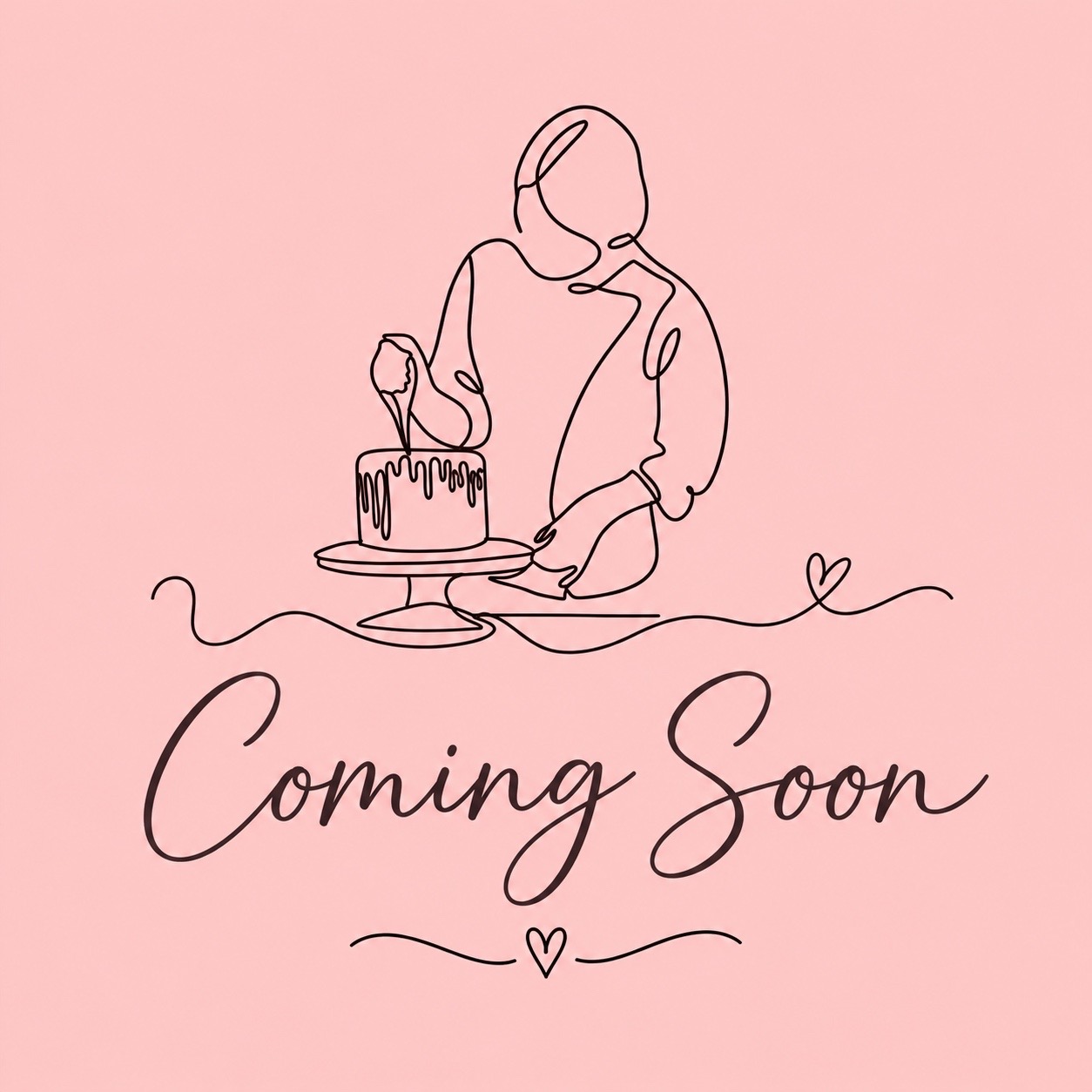 Blessed Bakes by Angie coming soon, with a line drawing of a baker decorating a cake